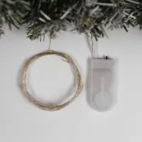 Гирлянда &laquo;Нить&raquo; 2 м роса, IP20, серебристая нить, 20 LED, свечение жёлтое, CR2032&times;2