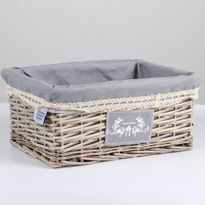 Корзина стеллажная Корзина стеллажная "Лён", 34х25х16 см, серый