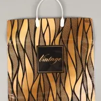 Пакет Винтаж голд- пластиковая ручка 34 х 35 см 100 мкм