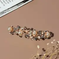 Заколка-автомат для волос &laquo;Джоззи&raquo;, жемчуг листочки, 9 см, золото