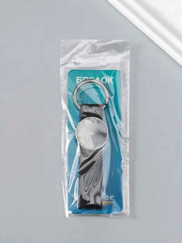 Брелок под нанесение кожзам, металл Брелок под нанесение кожзам, металл "Ремешок" размер окна d=2,7 см, чёрный 11,3х3х0,7 см