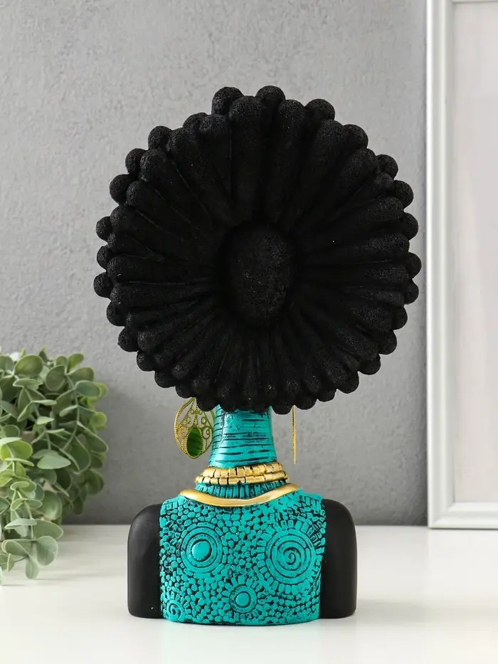 Бюст полистоун "Африканка в бирюзовом" чёрный 18,5х8х29,5 см Бюст полистоун "Африканка в бирюзовом" чёрный 18,5х8х29,5 см