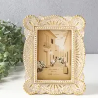 Фоторамка полистоун 10х15 см "Кружево" белая с золотом 17,5х2х22 см