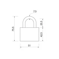 Замок навесной, 50 мм, влагозащищенный, короткая дужка, 3 ключа