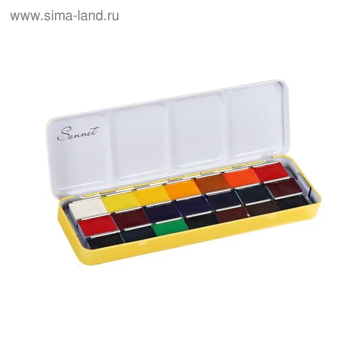 Акварель художественная в кюветах, 21 цвет &times; 2.5 мл, ЗХК &laquo;Сонет&raquo;, в металлическом пенале