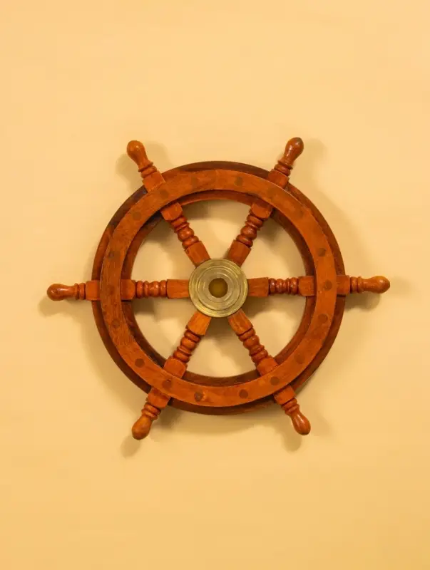 Штурвал декоративный, 32×32×3.5 см, дерево