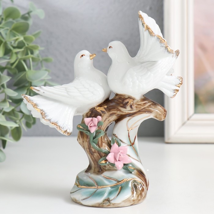 Сувенир керамика Сувенир керамика "Голуби на цветочном дереве" 14,5 см