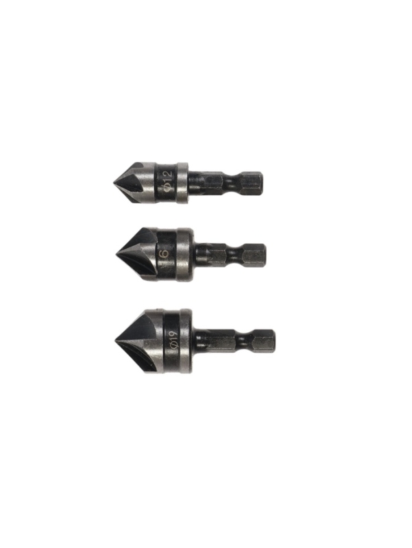 Набор зенкеров ТУНДРА, 12, 16, 19 мм, по дереву, пластику, цветным металлам, 3 шт. Набор зенкеров ТУНДРА, 12, 16, 19 мм, по дереву, пластику, цветным металлам, 3 шт.