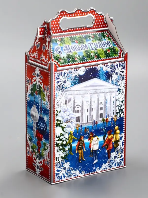 Подарочная новогодняя коробка &laquo;На катке&raquo;, для сладких подарков, 17.8&times;10&times;32.5 см