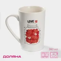 Кружка Доляна &laquo;Баночка любви&raquo;, 380 мл, фарфор, белая