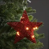 Подвеска световая &laquo;Звезда красная&raquo;, 20&times;20&times;5 см, 10 LED, от батареек AG13&times;3, свечение тёплое белое