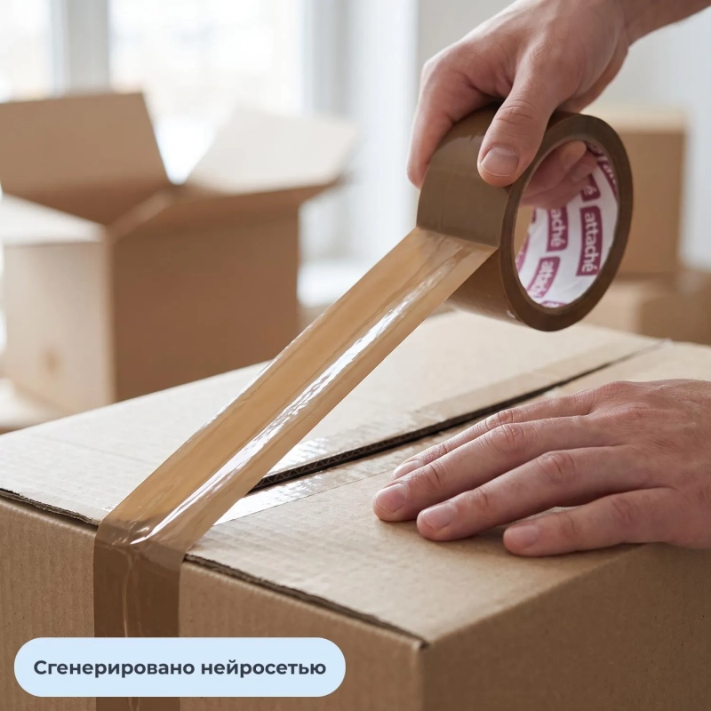 Клейкая лента одностор. упаковоч. ATTACHE 48мм х 60м 40мкм коричн. 6 шт/уп