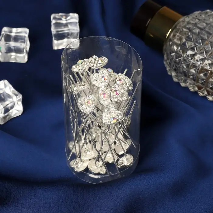 Шпилька для волос «Блестящее сердце», 1×6.5 см, серебро