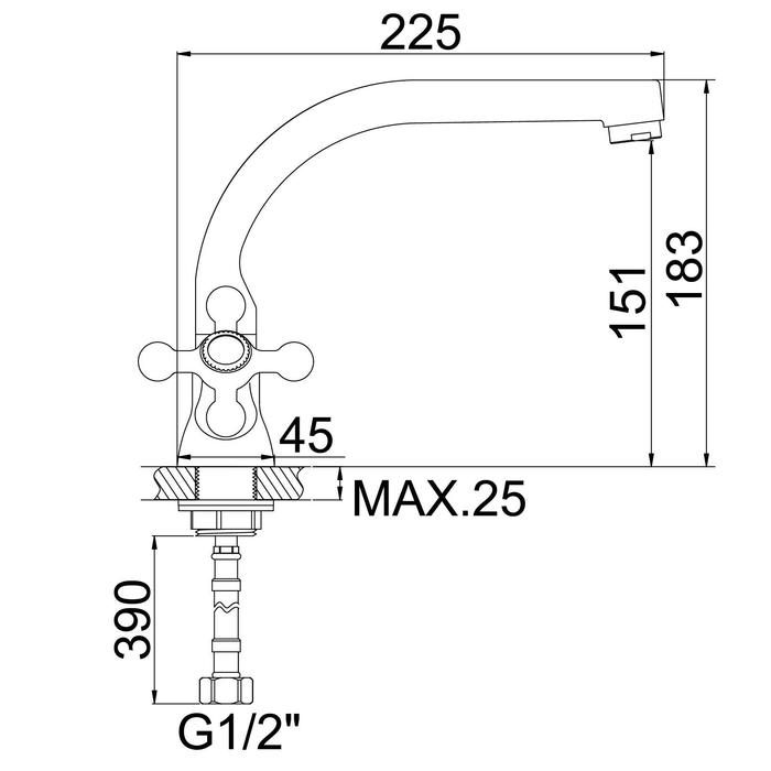 Смеситель для кухни Accoona A4471, двухрычажный, с гайкой, хром Смеситель для кухни Accoona A4471, двухрычажный, с гайкой, хром