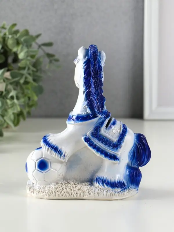 Копилка Копилка "Лошадь с мячом" 16х14х7 см, бело-голубой