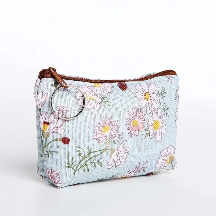 Кошелёк-монетница на молнии 12&times;1&times;9 см, с цветочным принтом, МИКС