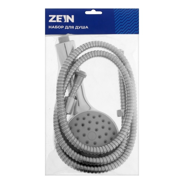 Набор для душа ZEIN Z0104, шланг 150 см, гайки металл, втулка пластик, лейка 1 режим Набор для душа ZEIN Z0104, шланг 150 см, гайки металл, втулка пластик, лейка 1 режим