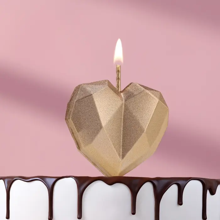 Свеча для торта «Сердце», шампань Свеча для торта «Сердце», шампань