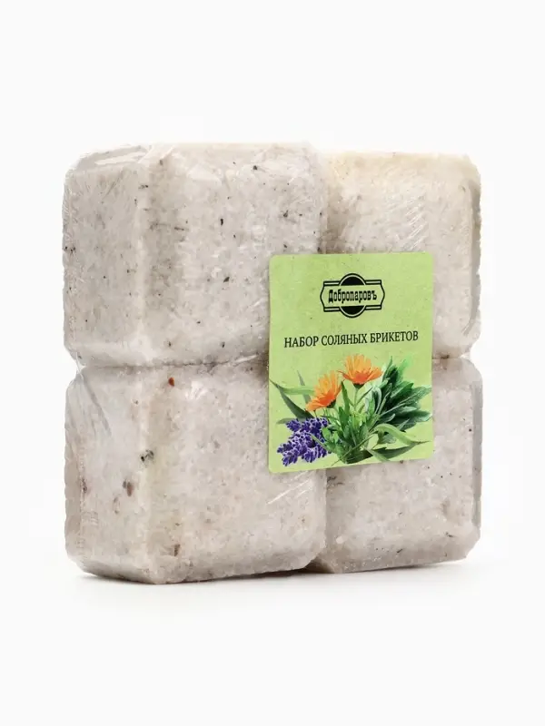 Соляной брикет набор 4 шт. &laquo;Календула, эвкалипт, лаванда, мята&laquo; по 200 г &raquo;Добропаровъ&raquo;