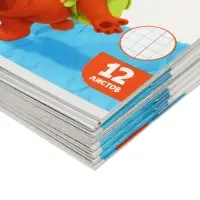 Тетради 10 штук 12 листов в клетку Calligrata KIDS, блок №2, 5 видов