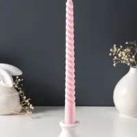 Набор свечей витых 25 см, 3 шт., 57 г, 5 ч, пастельно-розовый