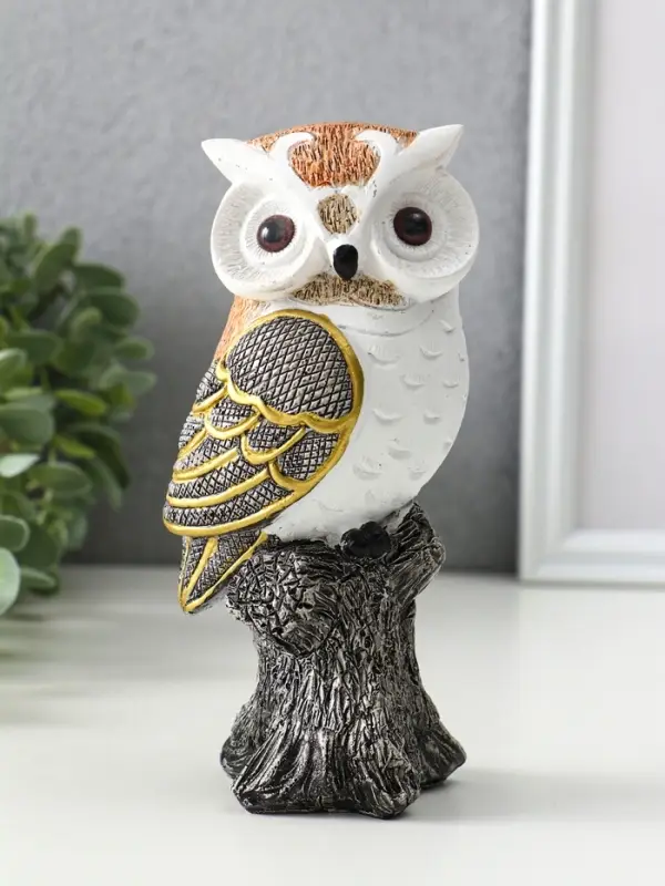 Фигурка полистоун &laquo;Мудрая сова Мадлен&raquo;, белая с золотом, 15&times;7.5&times;8 см