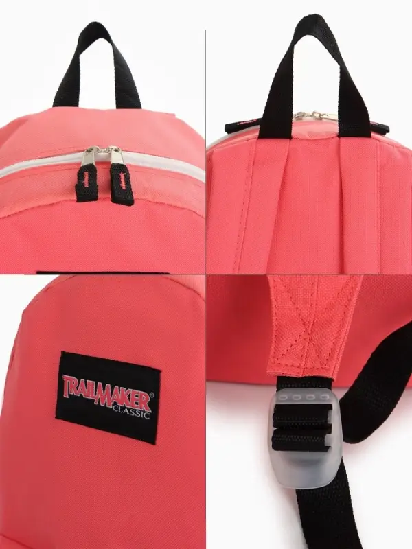 Рюкзак молодёжный на молнии, с карманом, однотонный, размер 29&times;12&times;39 см, розовый