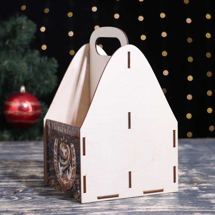 Ящик для пива  Ящик для пива "С Новым Годом!" символ года, подкова, 15 х 15 х 25 см