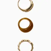 Набор колец 3 шт "Новый стиль" натурель, размер МИКС, цвет коричневый в золоте