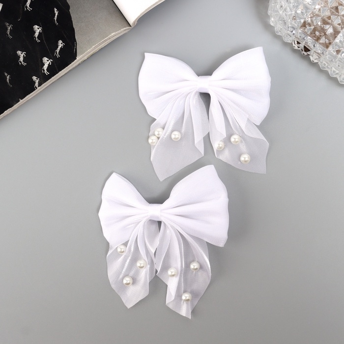 Зажим для волос  Зажим для волос "Марта" (набор 2 шт) грация, 7,5 см, белый