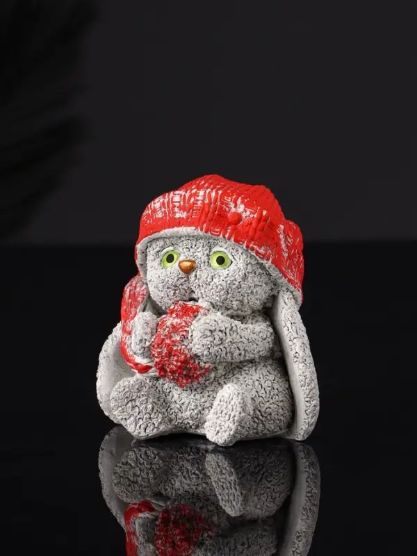 Фигура Фигура "Кролик в шапке" 7 см, серый