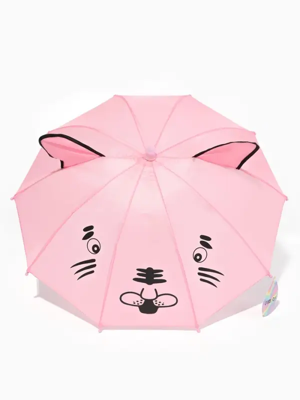 Зонт детский механический &laquo;Животные&raquo;, r &mdash; 24 см, с ушками, цвет МИКС