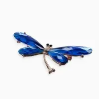 Брошь &laquo;Стрекоза&raquo;, граненые крылья, синяя в золоте