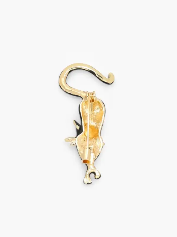 Брошь &laquo;Кошка&raquo;, грация, чёрная в золоте