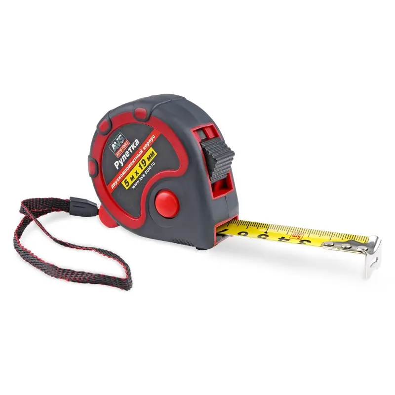 Рулетка 5м х 19 мм двухкомпонентный корпус (3 фиксатора) AVS MT5019R