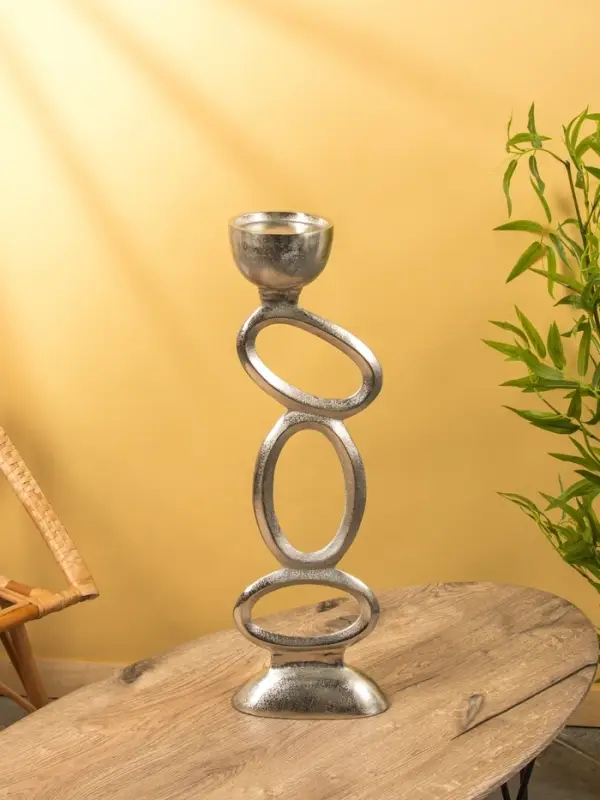 Подсвечник "Кольца" алюминий 21х12,5х65 см