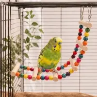 Игрушка для птиц &laquo;Лесенка с бусинами&raquo; 6 ступеней, 37 см, цвет МИКС