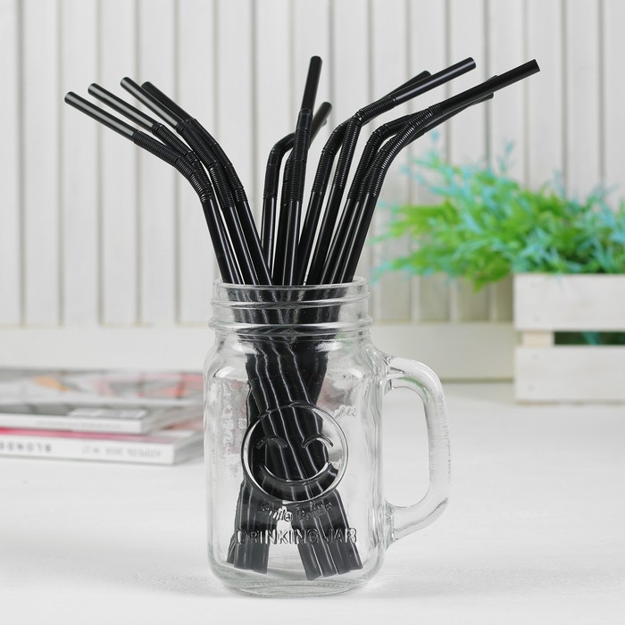 Трубочка для коктейля, набор 12 шт., цвет чёрный Трубочка для коктейля, набор 12 шт., цвет чёрный