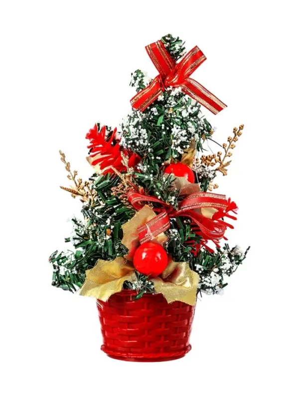 Искусственная ёлка настольная &laquo;Зимнее волшебство. Новогодний восторг&raquo;, 20 см, красные банты, ветки ПВХ отгибаются