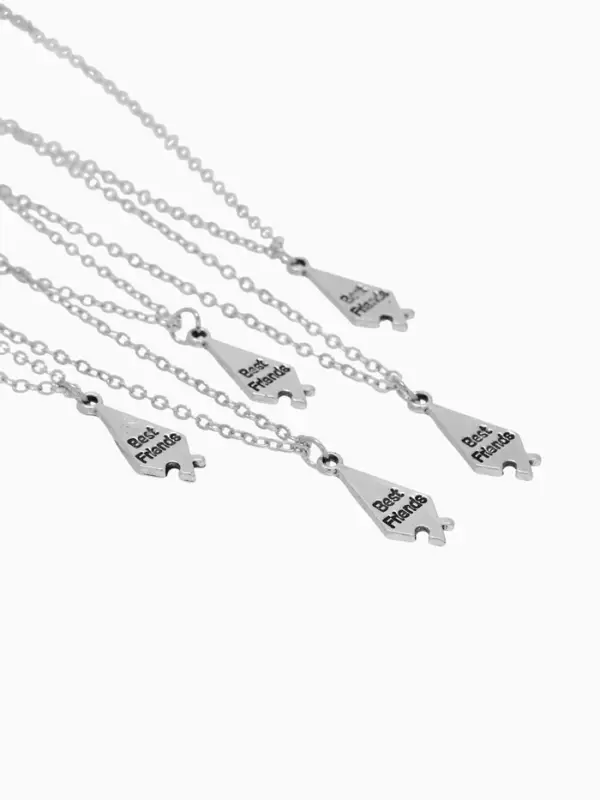 Кулоны парные на цепочке &laquo;Неразлучники. 5 пазлов&raquo;, L=45 см, набор 2 шт. цвет серебро