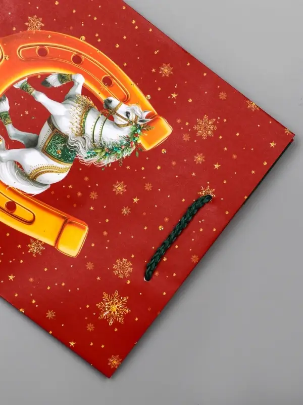 Пакет подарочный новогодний ламинированный, «Подкова» , 18×10×22.3 см
