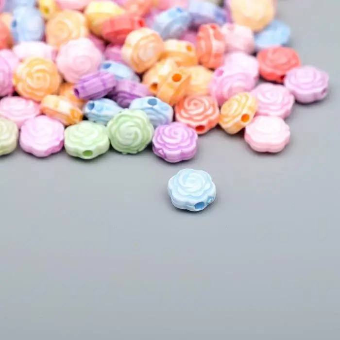 Бусины для творчества пластик "Розочки пастельных тонов" набор 20 гр 0,8х0,8х0,5 см