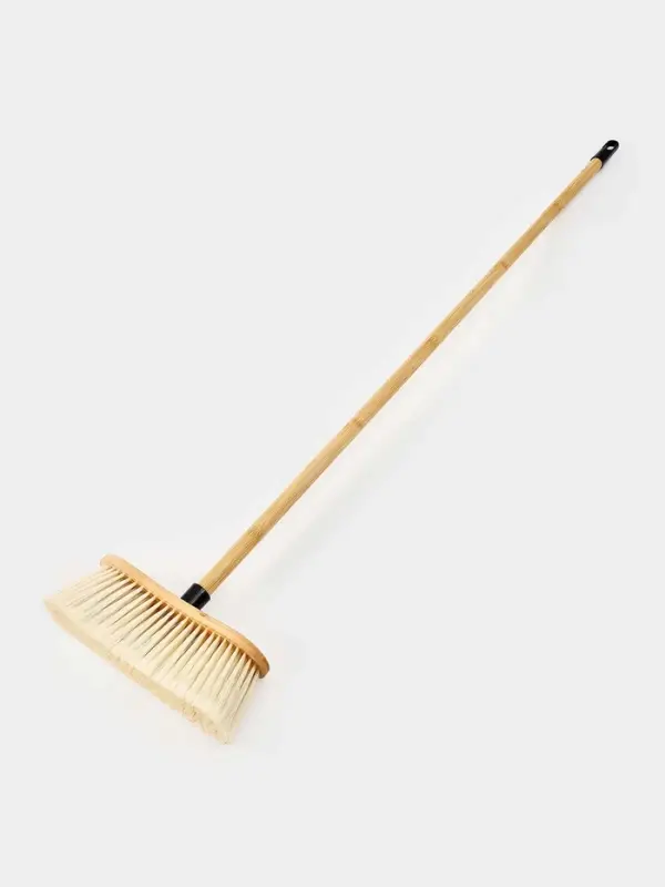 Щетка для пола  Щетка для пола "Meli", бамбук, 30х130 см, ворс 7 см, цвет черный