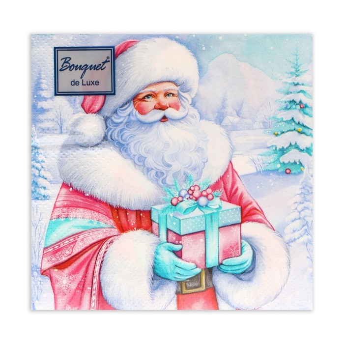 Новогодние салфетки бумажные Bouquet de Luxe «Дедушка Мороз», 3 слоя, 24х24 см, 25 шт. Новогодние салфетки бумажные Bouquet de Luxe «Дедушка Мороз», 3 слоя, 24х24 см, 25 шт.