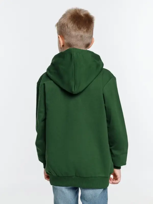 Толстовка с капюшоном детская Kirenga Kids, темно-зеленая, 12 лет