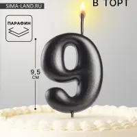 Свеча в торт &laquo;Мокрый асфальт&raquo;, цифра 9