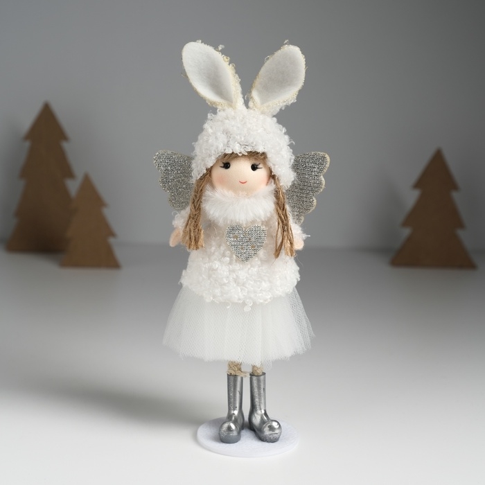 Кукла интерьерная  Кукла интерьерная "Ангелочек в шапке с ушками зайчика" 4х8х20 см