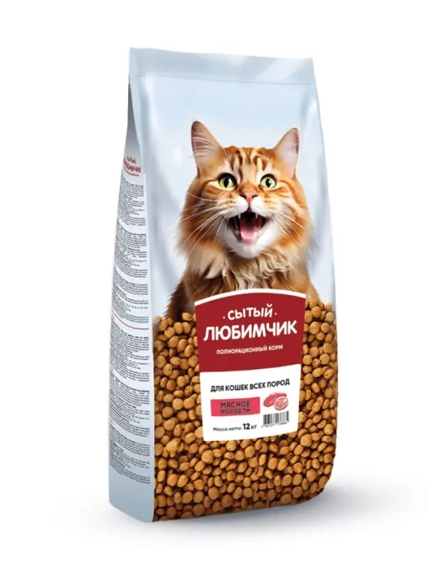 Корм для кошек &laquo;Сытый любимчик&raquo;, мясное ассорти, 12 кг