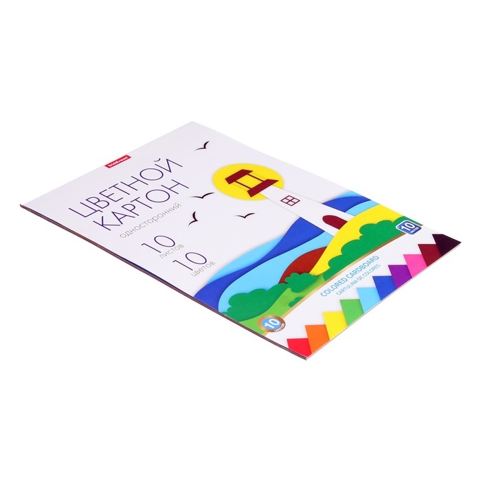 Картон цветной А4, 10 цветов, 10 листов, ErichKrause, немелованный односторонний, 170 г/м2, на склейке, схема поделки Картон цветной А4, 10 цветов, 10 листов, ErichKrause, немелованный односторонний, 170 г/м2, на склейке, схема поделки