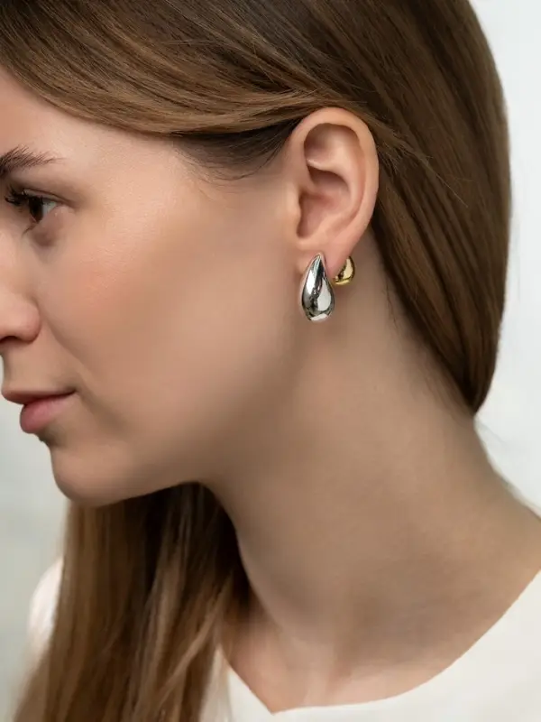 Серьги двойные &laquo;Капли Бо&raquo;, цвет золото, серебро